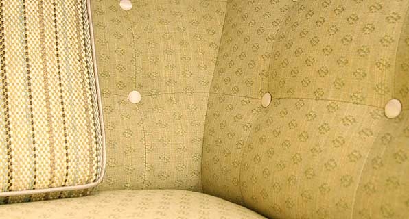 Sofa in Ellipse Celery with Sumi Stripe Cushion
